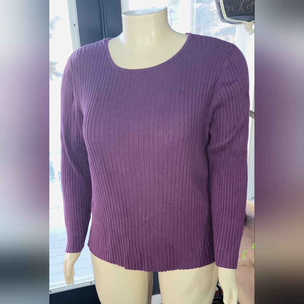 Merona Plum Purple Crew Neck Ribbed Sweater